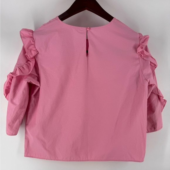Women’s Barbie Pink Cotton Poplin Ballon Sleeve Blouse - Picture 6 of 7